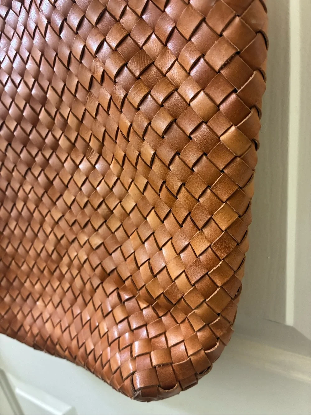 MILANER Elena Handwoven Leather Tote Bag Basket Shopper NWOT